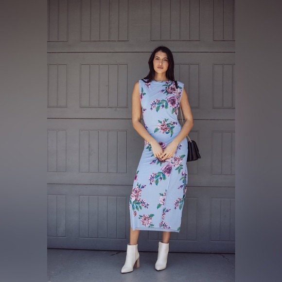 Free People Carmel Midi Dress - Blue Floral - Picture 6 of 11